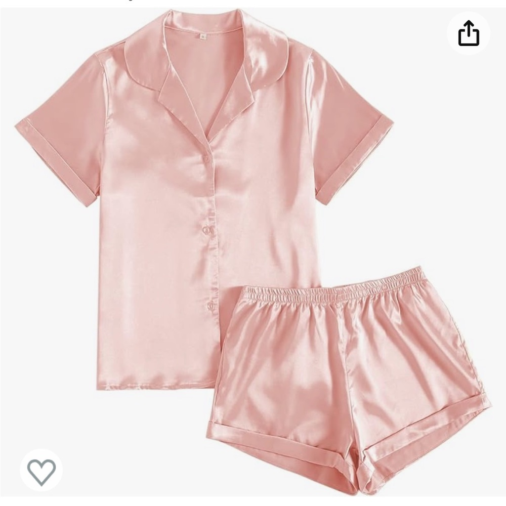 Silky satin pink pajama set brand new never used!